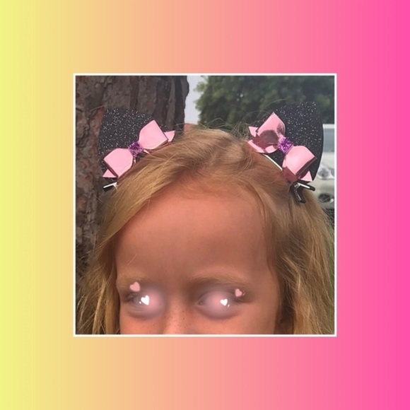 Sparkly kitty ears Pink bow black NWT - Picture 3 of 6